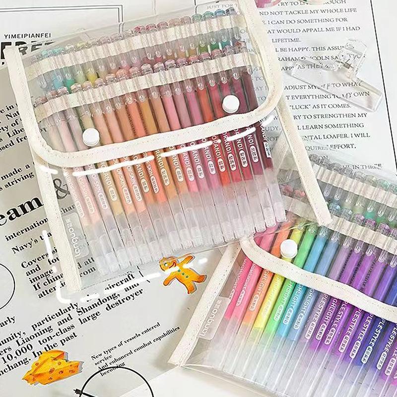 1Pc Large Capacity Color Pen Pouch Hand Accounting Gel Pen Storage Bag Portable Stationery Bag Case Can Hold 36/108 Pens