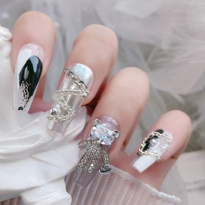 Nagel-Strass-Form auftragen, luxuriös, glänzend, dreidimensionaler Bär, einfach zu DIY-Nagelkunst, langanhaltend