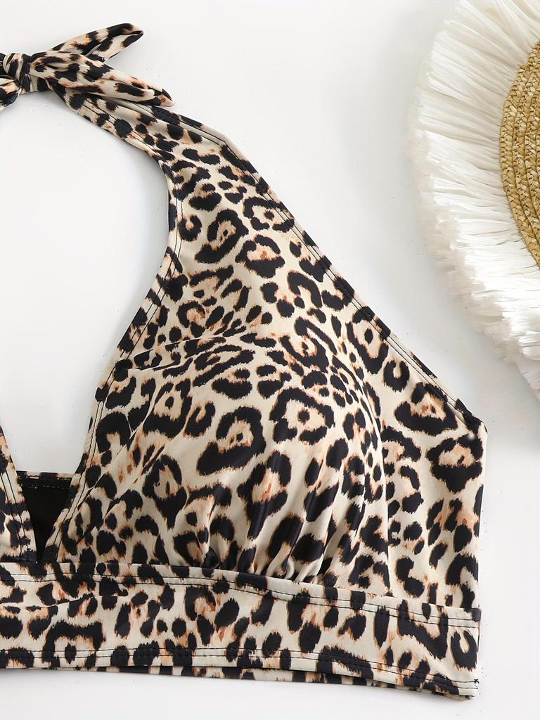 Women's 2025 Sexy Leopard Print High Waist Backless Swimsuit