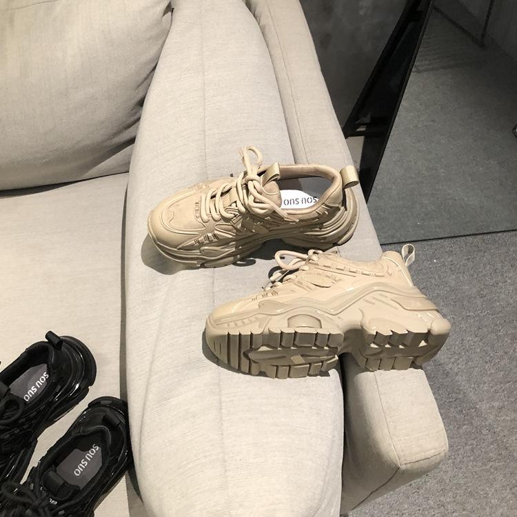 Leder Dad Schuhe Damen Winter Neu Dicksohlige Erhöhte Plus Samt Europäische Station Lässige Sportschuhe