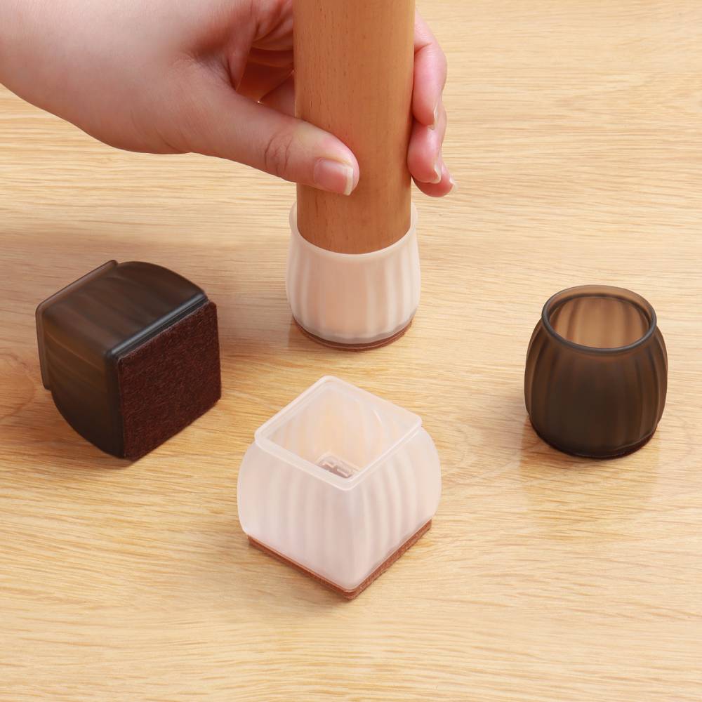 16PCS Chair Leg Cover with Felt Pads Furniture Feet Caps TPE Round Square Anti Slip Table Leg Mat Floor Protectors Socks