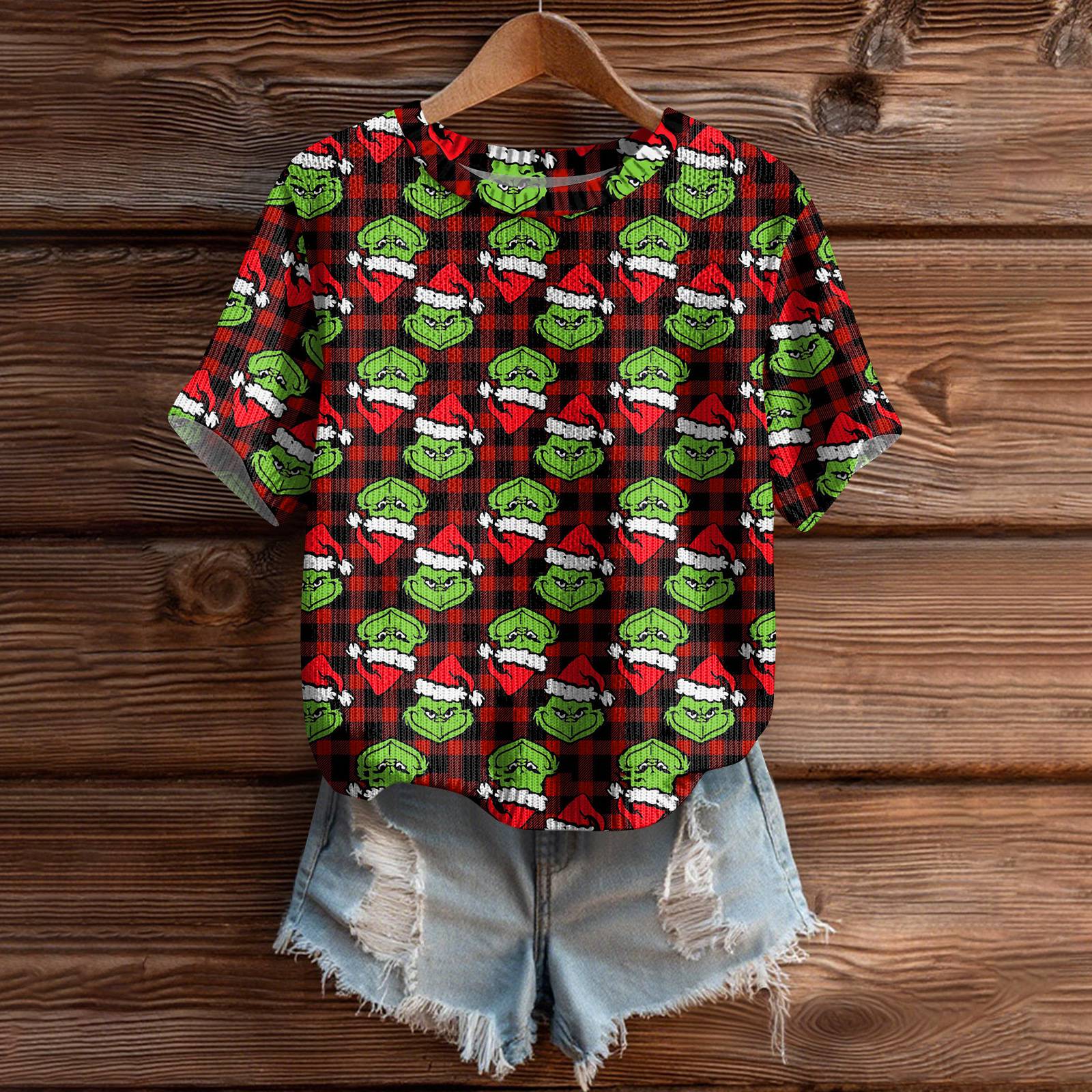 

Женский милый свитер вязаный модный повседневный с круглым вырезом и короткими рукавами уютный топ с принтом XL винный