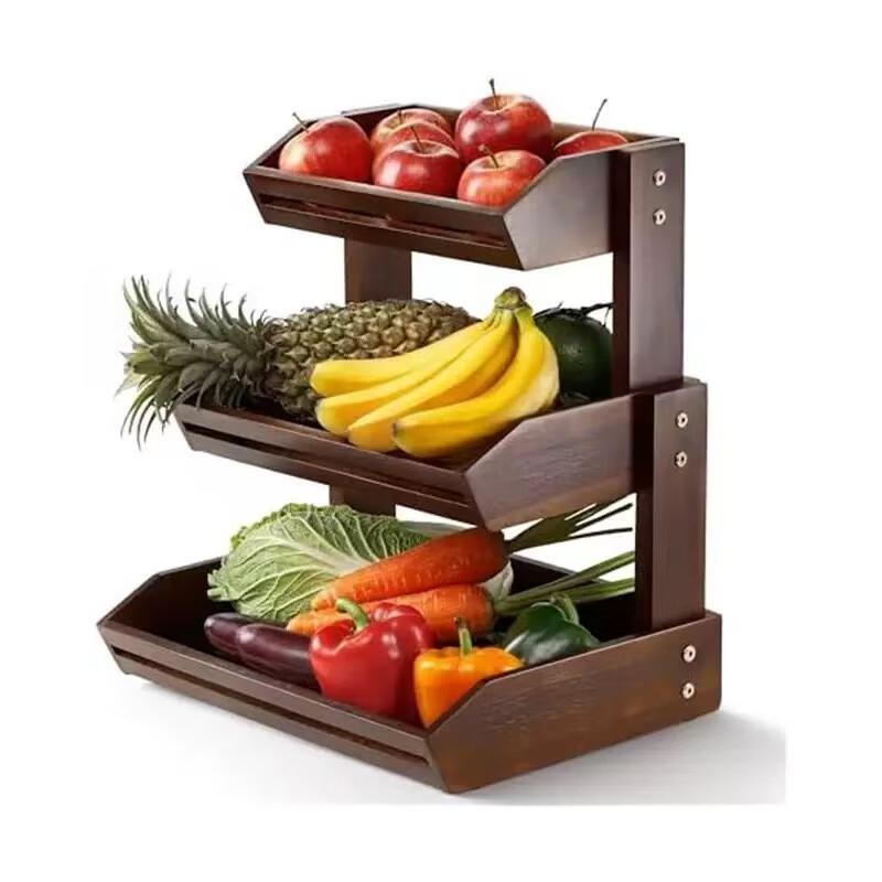 European Style Bamboo 3-Tier Storage Basket 3-Tier