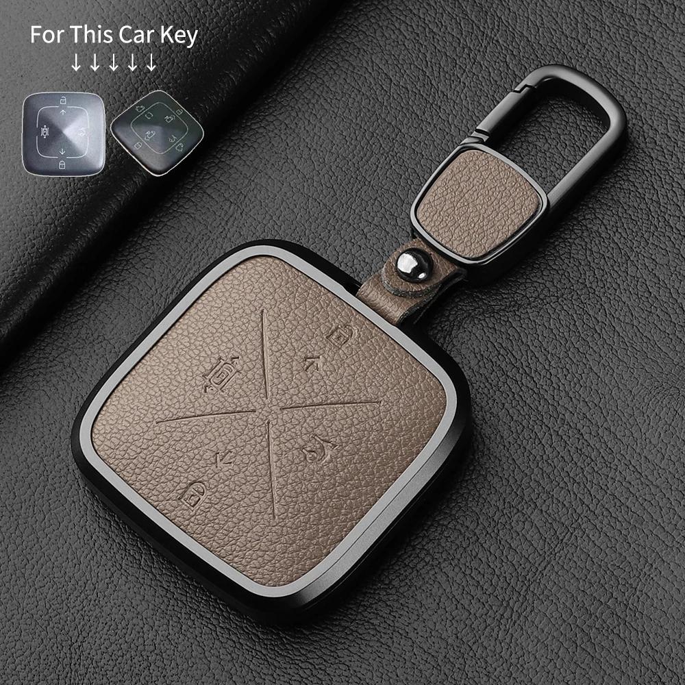 Metal And Leather 4 Button Car Key Case Cover For Zeekr X 001 009   Car Key Case Protect Fob