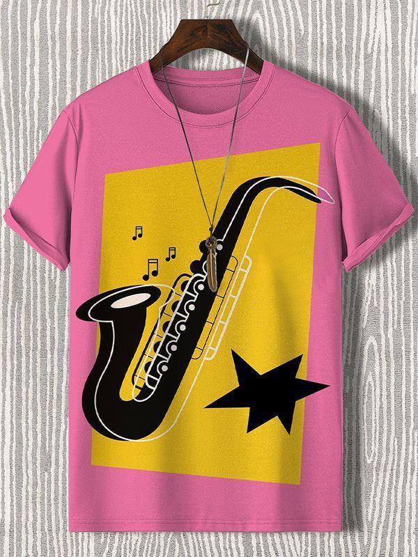 Übergröße Mode Damen T-Shirt Musik 3D T-Shirt Schwarz Weiß Streetwear Lässig Kurzarm Herrenbekleidung Party T-Shirts Oberteile