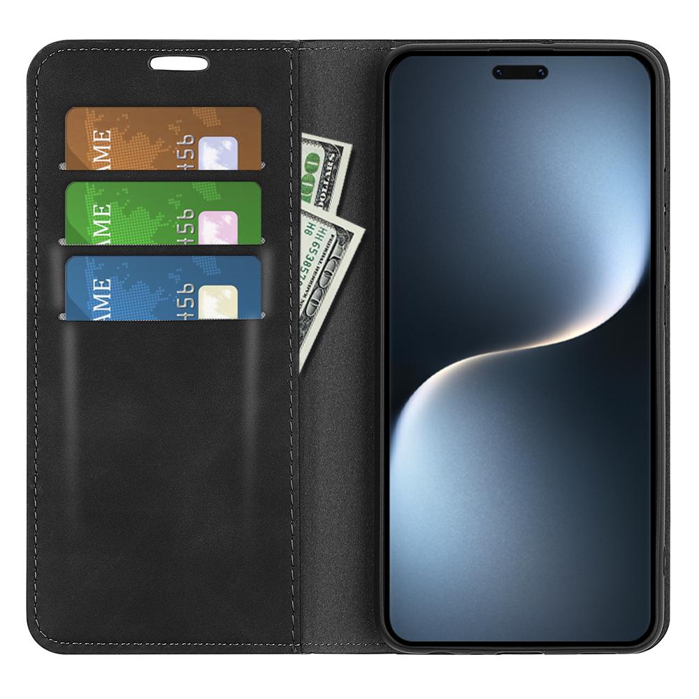 

For Honor Magic7 Pro 5G Case Skin-Touch Leather Wallet Phone Cover Black