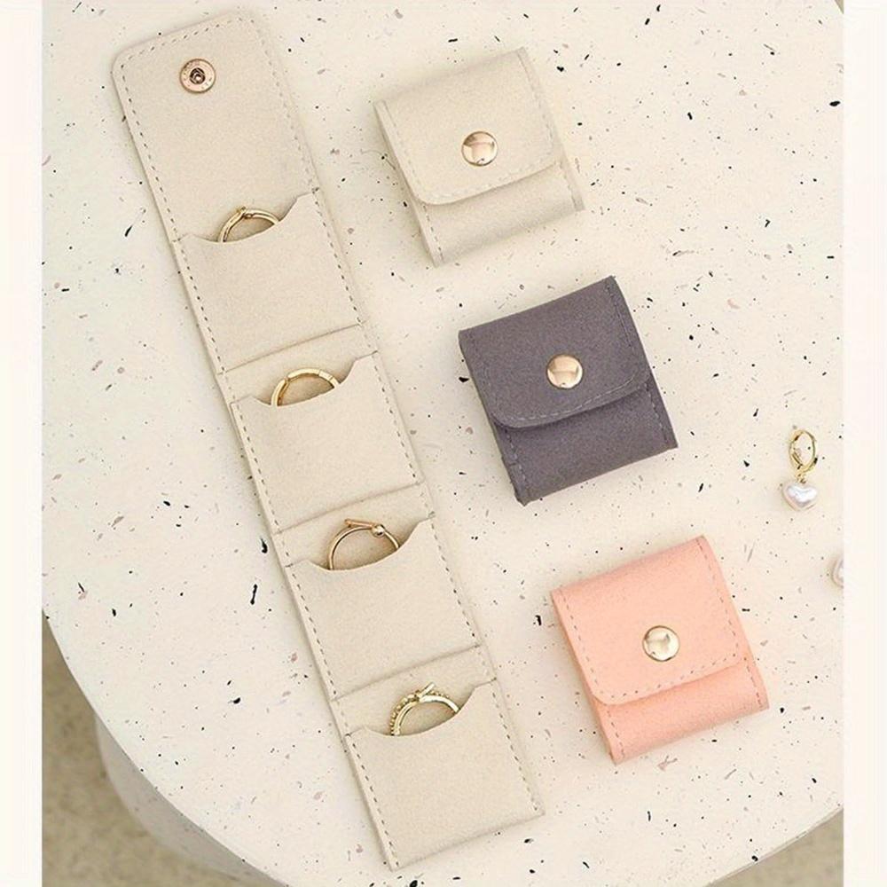 Mini Travel Jewelry Roll Bag with Buckle, Portable Foldable Travel Jewelry Storage Box, Small Jewelry Box for Earrings, Rings