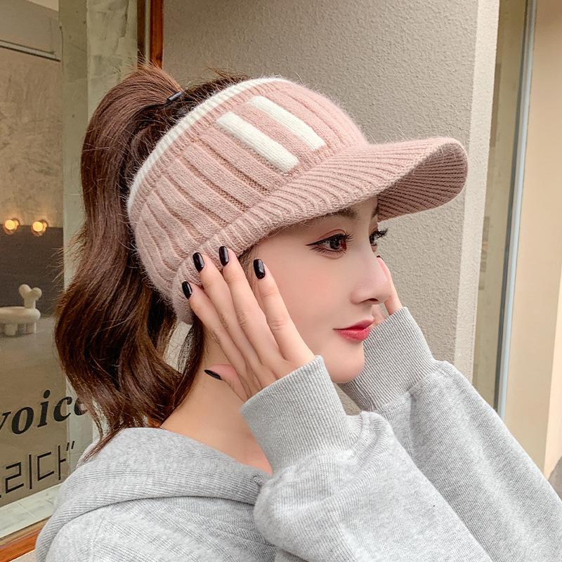 New Autumn and Winter Fashion Open-top Hat for Women, Casual Versatile Sporty Style, Outdoor Running, Curved Brim, Face-slimming Beanie