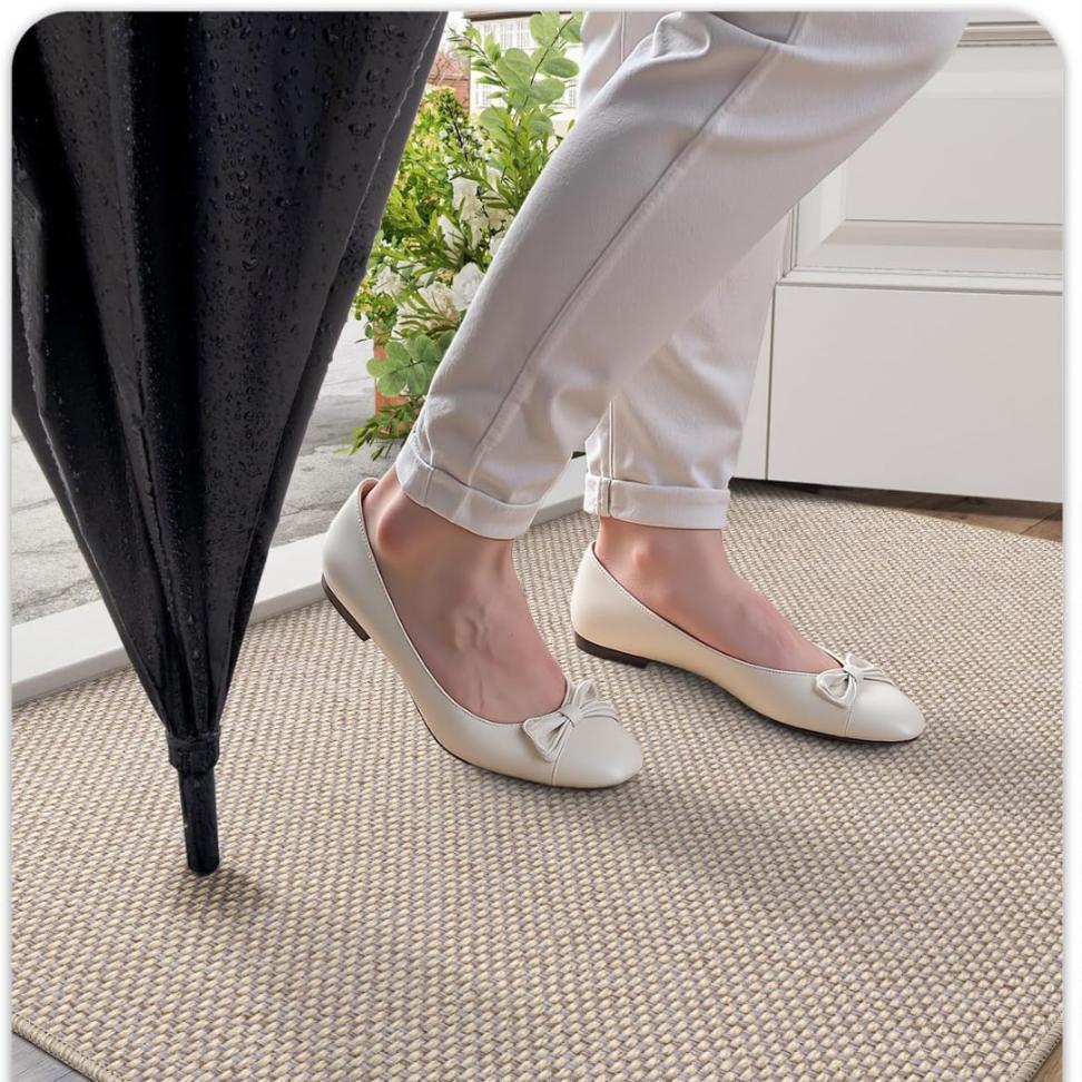 Fußmatte Eingangsbereich Gummirückseite 120x65 Für Flur Beige