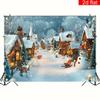 1pc 2D Flat Christmas Photo Backdrop Banner, Winter Snowy Village Pattern, No Power Required