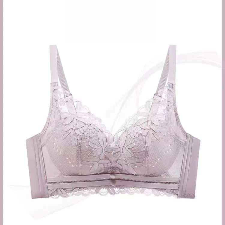Summer Breathable Bra Women's Hole Cup Adjustable Lace Bra Gathered and Gathered Accessory Bra No Steel Ring Bra