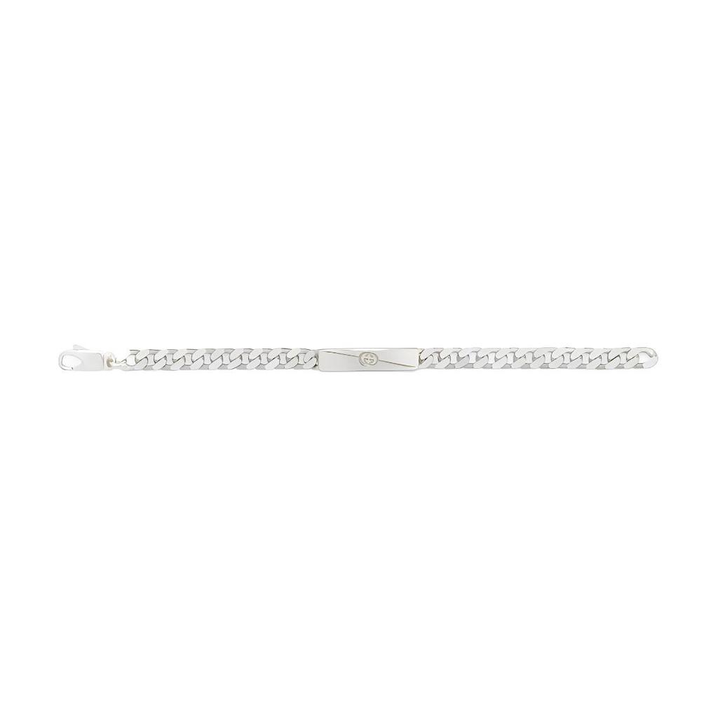 Gucci GG Supreme Horsebit Kette Twill Ineinandergreifende Doppel-G Gravierte Schließe Glänzendes 925 Silber Armband Unisex-Armband 774054-J8400-8106