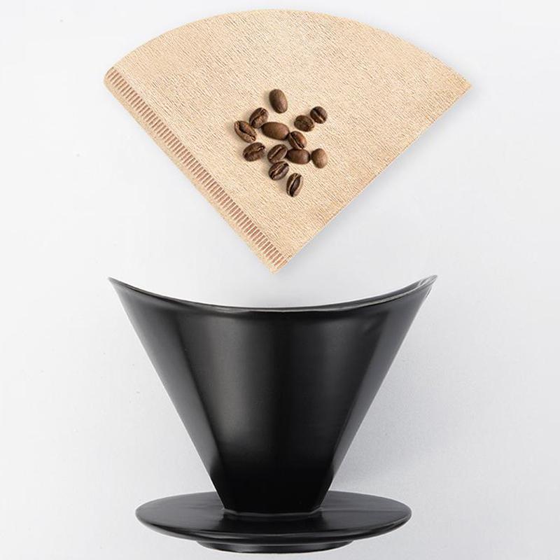 Disposable V Shaped Coffee Filter Paper 100 Sheets Natural Unbleached High Permeability Cone For Hand Drip Coffee Machine