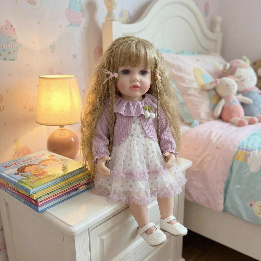 NPK 22" Hellviolettes Tuch Langärmelige Betty Reborn Puppe - Perfektes Weihnachtsgeschenk für Kinder