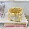 Fresh Plaid Stripe Grid Fabric Storage Basket Household Washable Decorative Bins Ins Stackable Miscellaneous Desk Storage Basket