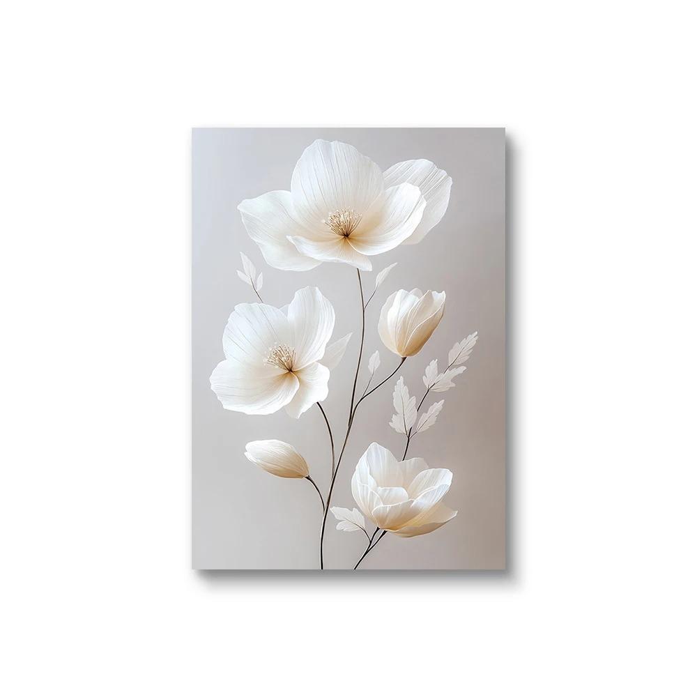 Nordic Beige Peony Flowers Canvas Painting Modern Floral Botanical Posters Aesthetic Wall Art Home Decoration