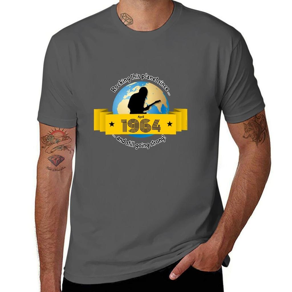 60th Birthday Rocking This Planet Since 04/1964 T-Shirt T Shirt Man Plain Man T Shirt Heavy Cotton T-Shirt