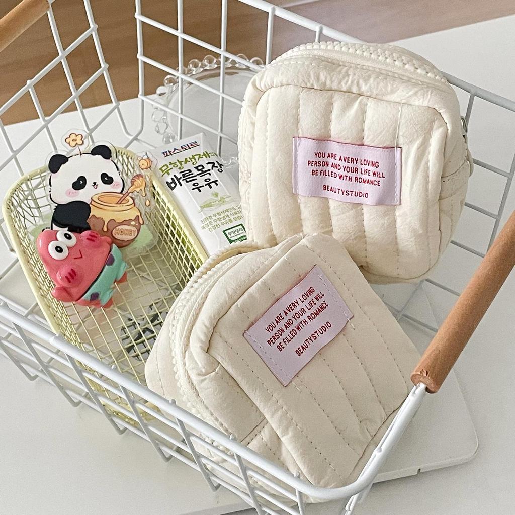 Mini Quilted Japanese Cosmetic Bag - Cute, Portable Storage for Groceries or Sanitary Items