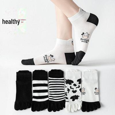 Fünffingersocken aus Baumwolle mit geteilter Zehenpartie für Damen – desodorierend, atmungsaktiv, schweißabsorbierend, süß, dünn, kurzes Schlauchdesign für den Sommer.