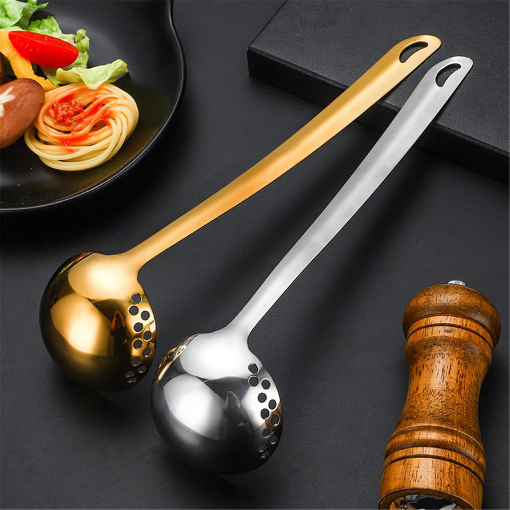 Multifuntional 201Stainless Steel Skimmer Cooking Strainer Spoon with Long Handle Food Strainer Spoon for Cooking