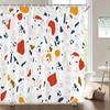 Small Stone Printed Shower Curtain Pebble Spots Pattern Bath Curtain Waterproof Bath Screen With Hooks For Home Bathroom Decor