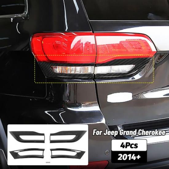 Carbon Fiber Tail Light Lamp Cover Trim Frame for Jeep Grand Cherokee 2014+ 4pcs