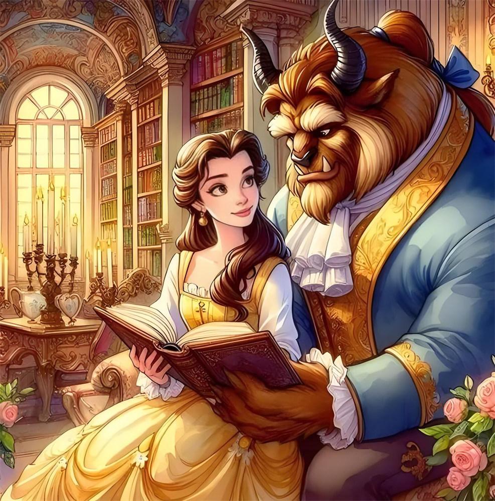 Disney 5D Diamond Painting Beauty and The Beast Cross Stitch Mosaic Kit Home Decoration Wall Sticker DIY Handmade Gift