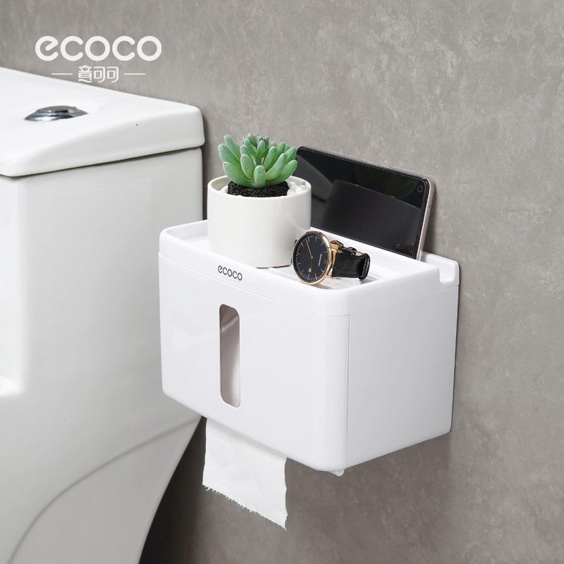 

Toilet Paper Holder Bathroom Toilet Paper Towel Box No-Drill Creative Toilet Paper Roll Waterproof Toilet Paper Box White