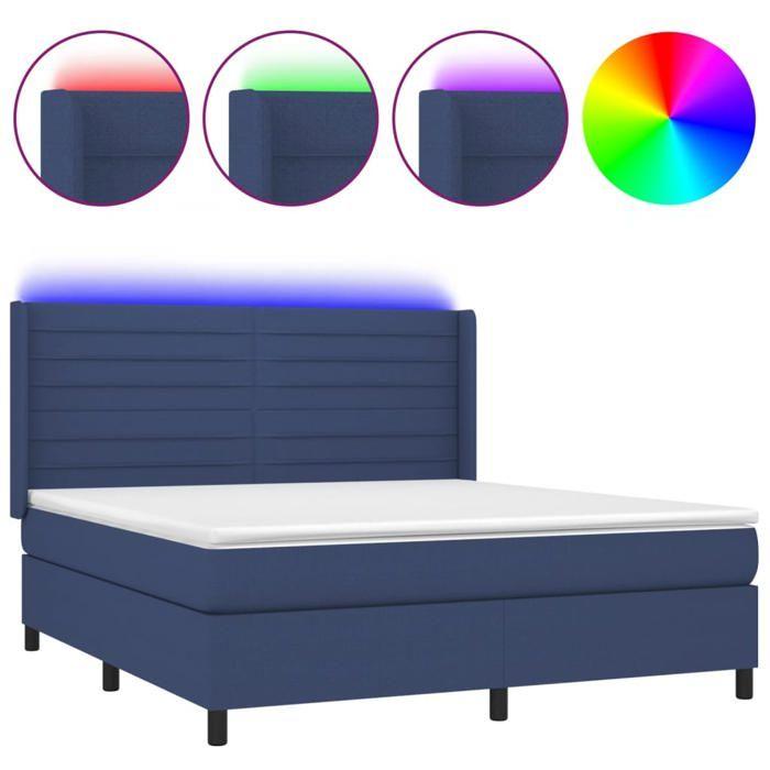 VidaXL Bed Slatted Base with Mattress and LEDs, Upholstered Bed, Double Bed, Adult Bed for Interior Bedroom, 3138411