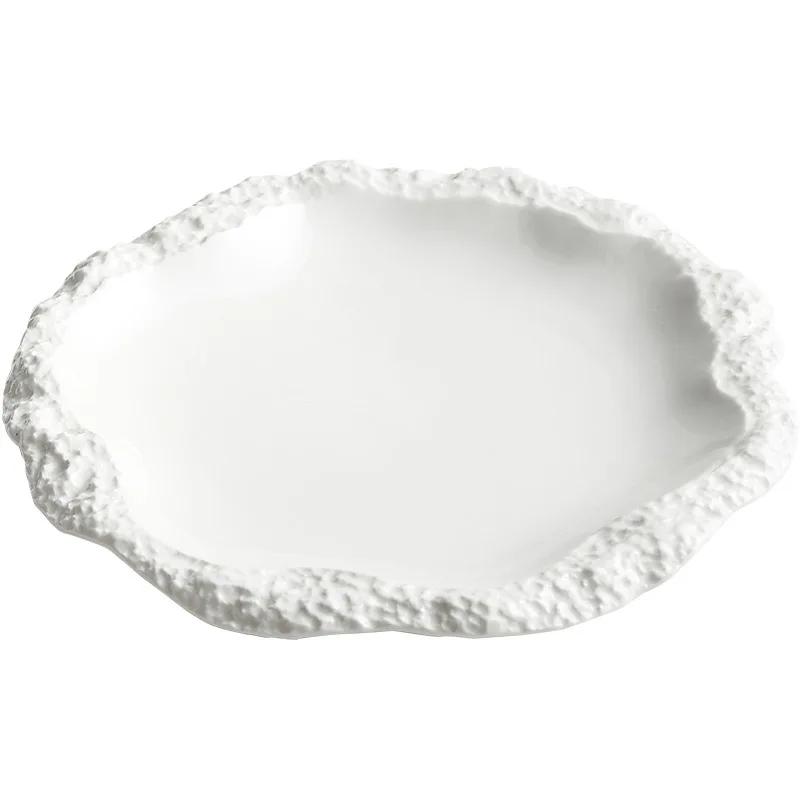 Rockpattern Skirt Plate Household Ceramic Flat Plates Vegetable Shallow Hotel Tableware INS Style Western Food Kitchen Plate
