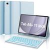 A11 Plus Tablet Bluetooth Keyboard Case With TPU Cover Stand Function 3-Fold Design Backlit Travel Work Study