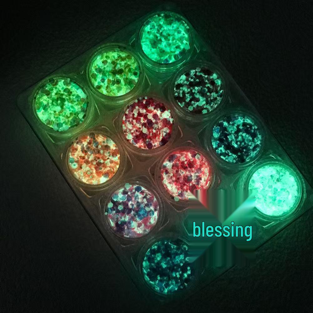 Luminous Iridescent Nail Art Glitter Set - 12 Gradient Colors