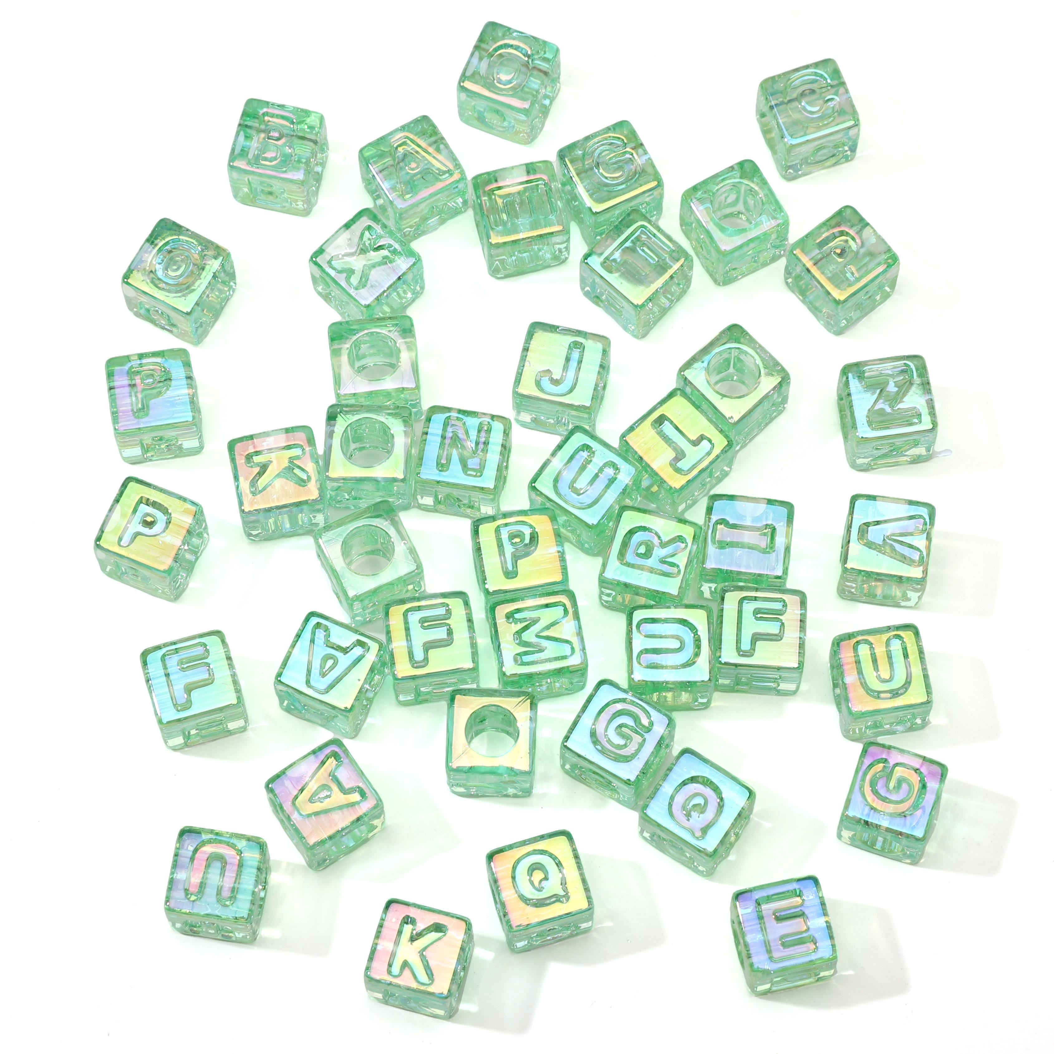 Акриловые Цветные с Покрытием Ледяные Крупноотверстия Буквенные Кубики Подвески для DIY Ожерелья Браслета Серьги Изготовление Украшений 12x12mm 10pcs