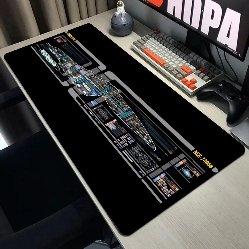 Large Starship Blueprint Pad Desk Pad Mouse Pad Gamer Computer Cabinet Star Trek Game Office Accessories Keyboard Anime Extended
