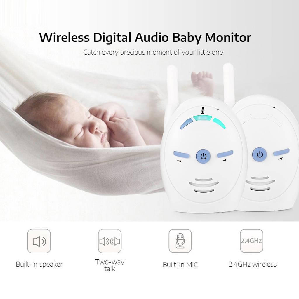 Digital Kids Monitor with Night Light Lullaby 2 Way Talk 2.4GHz Wireless Transmission Sound Kids Monitor 100‑240V EU Plug