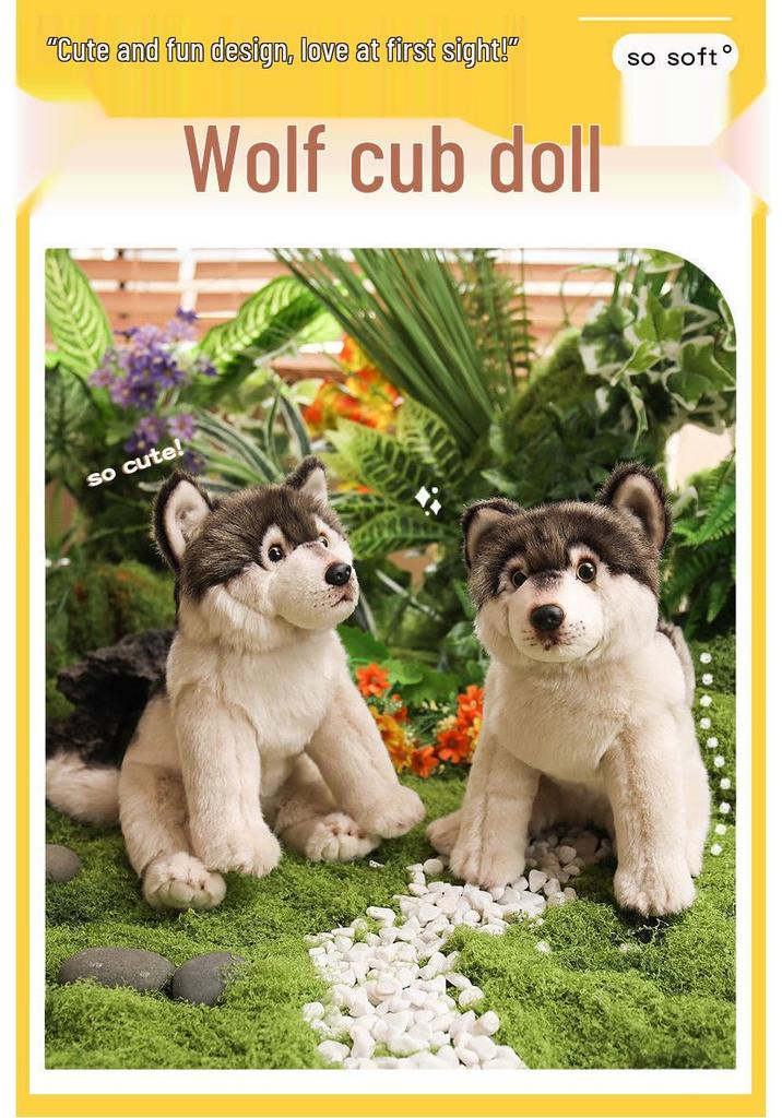 Wolf Dog Plush Toy Simulation Korean Craft Animal Ornament