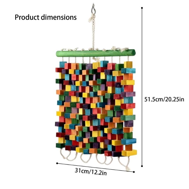 Hookbill Chewing Accessory Natural Wooden Bird Stand Featuring Various Colored Factors And Cables For Medium Large Hookbills