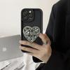 Applicable to Apple 17promax mobile phone case flash diamond love bracket simple 16 Apple 15/14 women's 12 new 16e