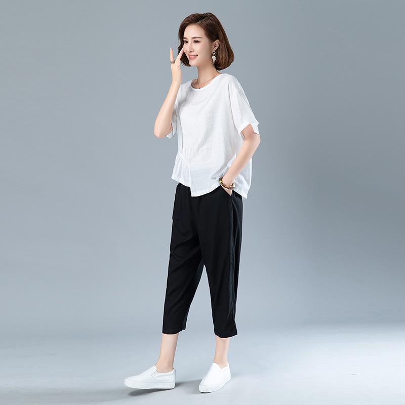 2025 Summer Fashion: Mom's Petite Cotton-Linen Casual Two-Piece Set