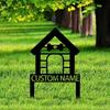 Custom Metal Dog House Sign, Personalized Pet Garden Stake, Outdoor Yard Decoration, Dog Lover Gift, Weatherproof Aluminum Plaque