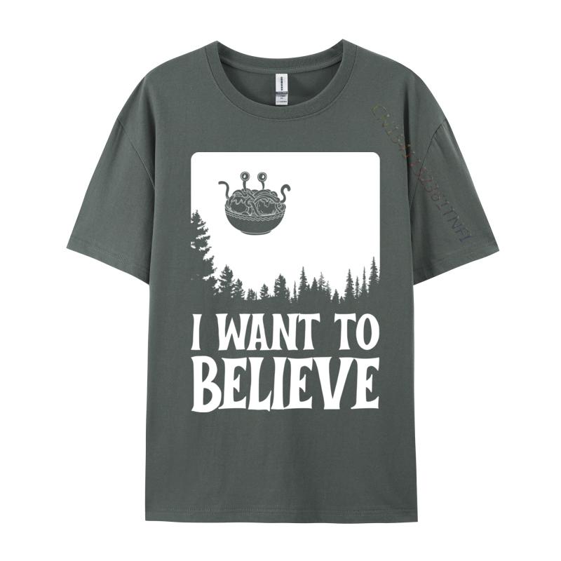 Flying Spaghetti Monster Fsm Pastafari I Want To Believe T Shirt 2024 New Fashion Hip Hop Cotton Fabric Men's T-Shirt Printing
