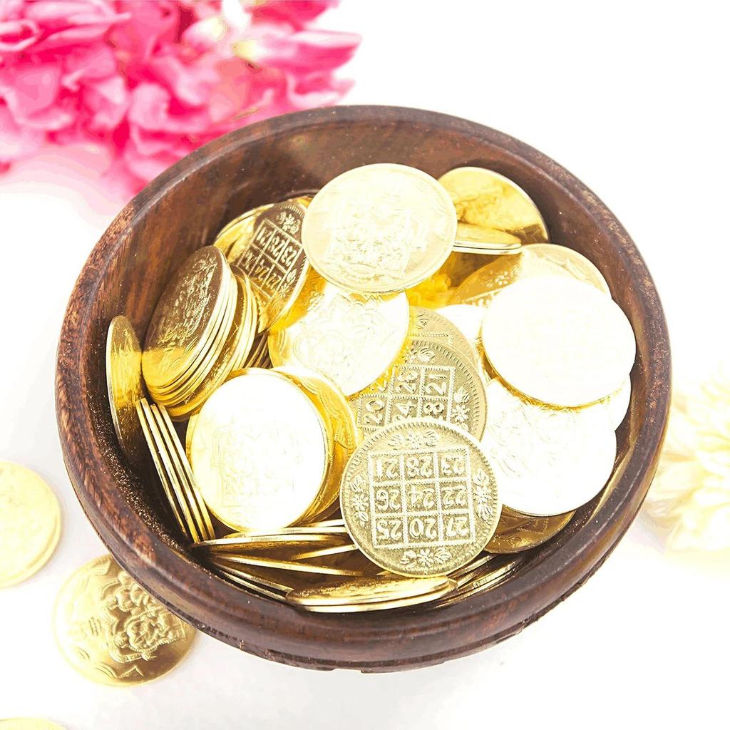 Anciently Lakshmi Kubera Coins 27 Nos Brass | Kubera Pooja Coins