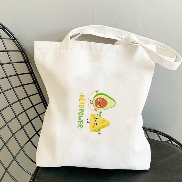 Avocado Bags 2021 Tote for Women Canvas Summer Shopper Bag Women's Handbag Designer Handbags Fabric Printed Shoping Anime Woman