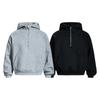 Unisex Streetwear Cropped Hoodie With Half-Zip Deconstructed Patchwork Drop Shoulder Pouch Pocket