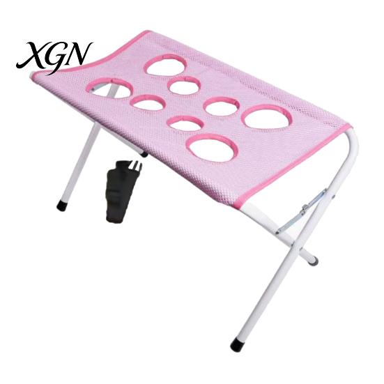 Cat Nail Trimming Sling Pet Grooming Table with Foldable Stand, Adjustable Strap, Hammock, 8-Hole Bathing Restraint Net Washing Station