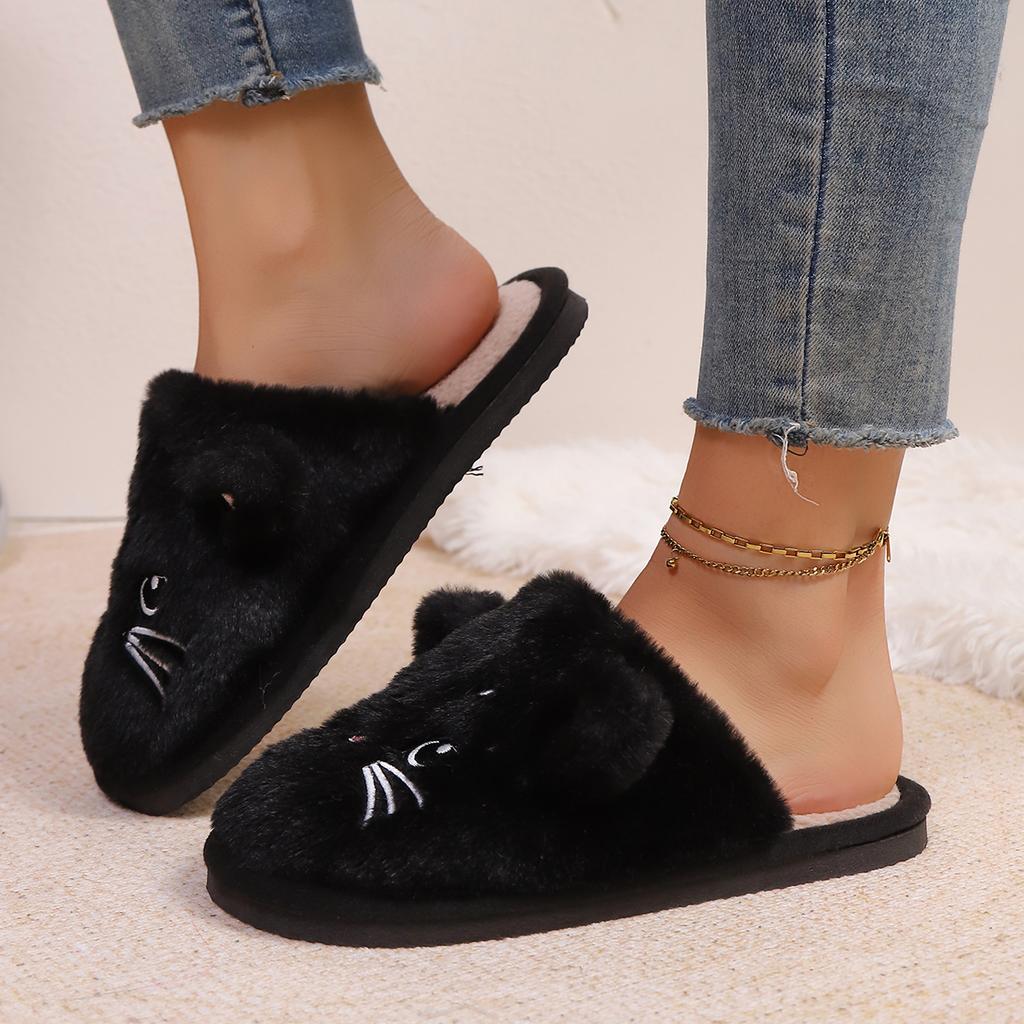 Home Slippers, Comfortable and Warm Open Toed Soft Plush Shoes, Solid Color Indoor Floor Slippers