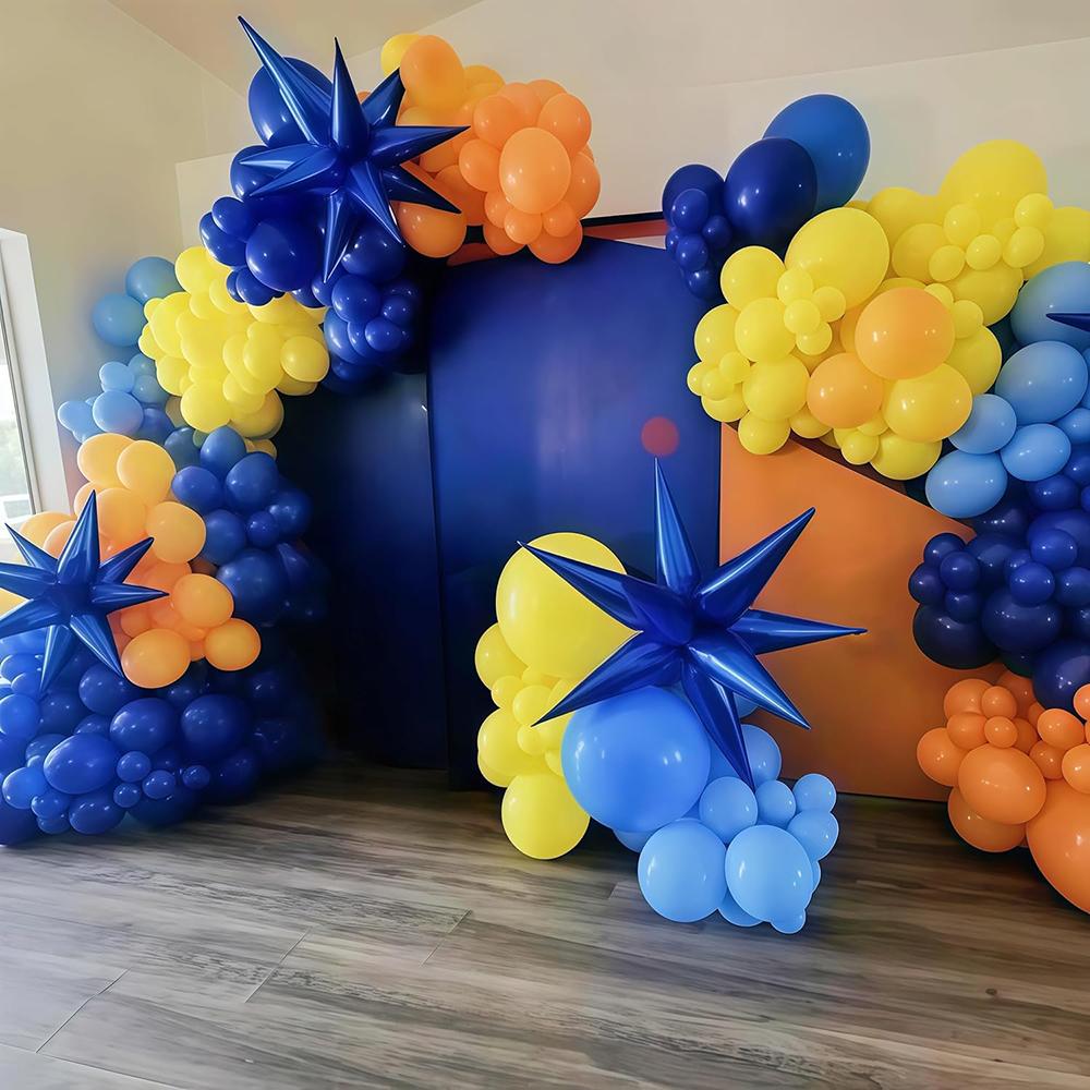 Royal Blue Yellow Orange Balloons Garland Blue Five Star Foil Globos Birthday Party Baby Shower Graduation Decoration Supplies