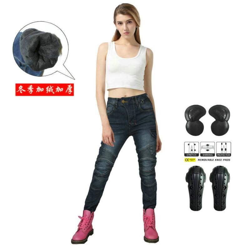 Womens Winter Motorcycle Riding Pants With Padding Protection Cotton Fleece Warm Biker Trousers Cold Weather