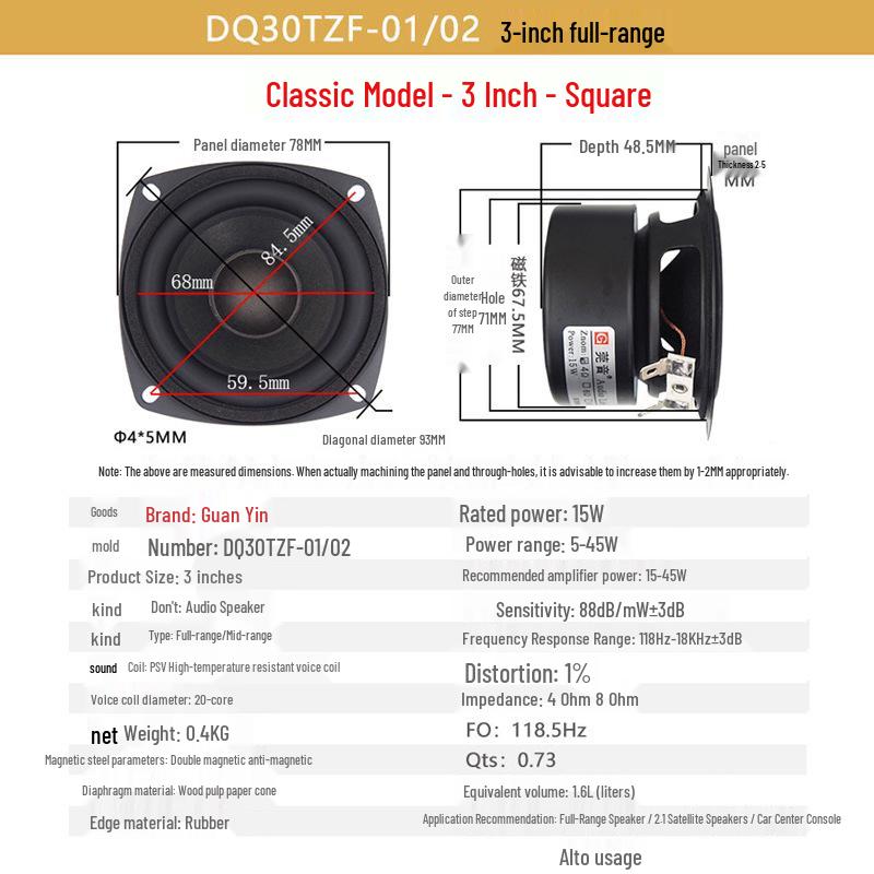 HiFi Compact 4-Inch Full-Range Speaker - Premium 2-Inch To 5-Inch Mini Sound Loudspeaker.