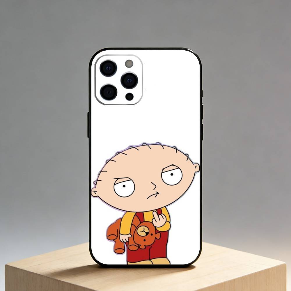 F-Family G-Guy Phone Case For iPhone17,16,15,14,13,12 Plus,Max Soft Silicone Black Cover